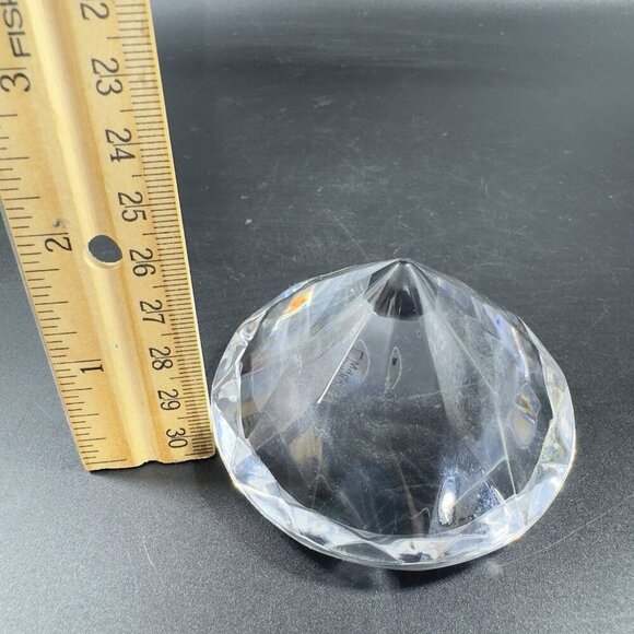 Clear Crystal Glass Diamond Shape Sculpture Paperweight Set2 Made In Germany VTG - Picture 4 of 13